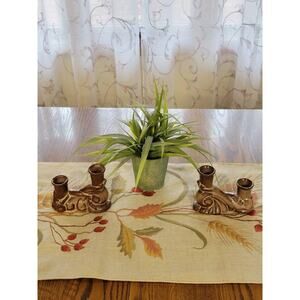2 Vintage Frankoma Candle Holders 304 Double Candlesticks, Plainsman Brown